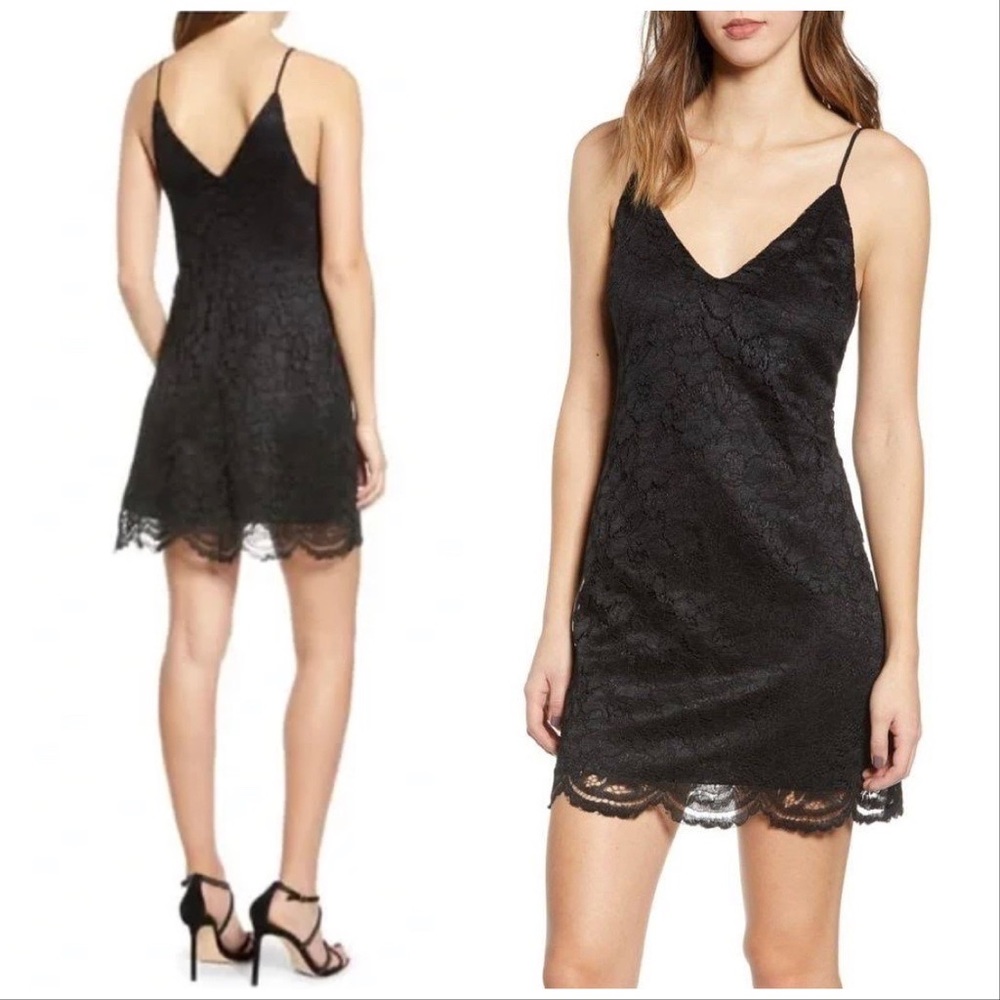 Leith Black Lace Mini Slip Dress XS/S